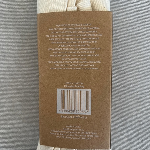 NWT! Nespresso Upcycled Logo Canvas Tote Bag - Picture 4 of 4
